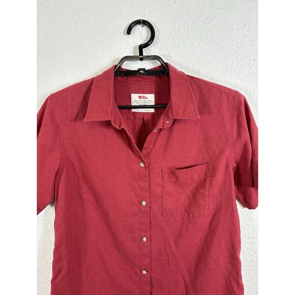 Fjall Raven Shirt Womens Size Small Maroon Comfort Fit Short Sleeve Button Up - Picture 5 of 10